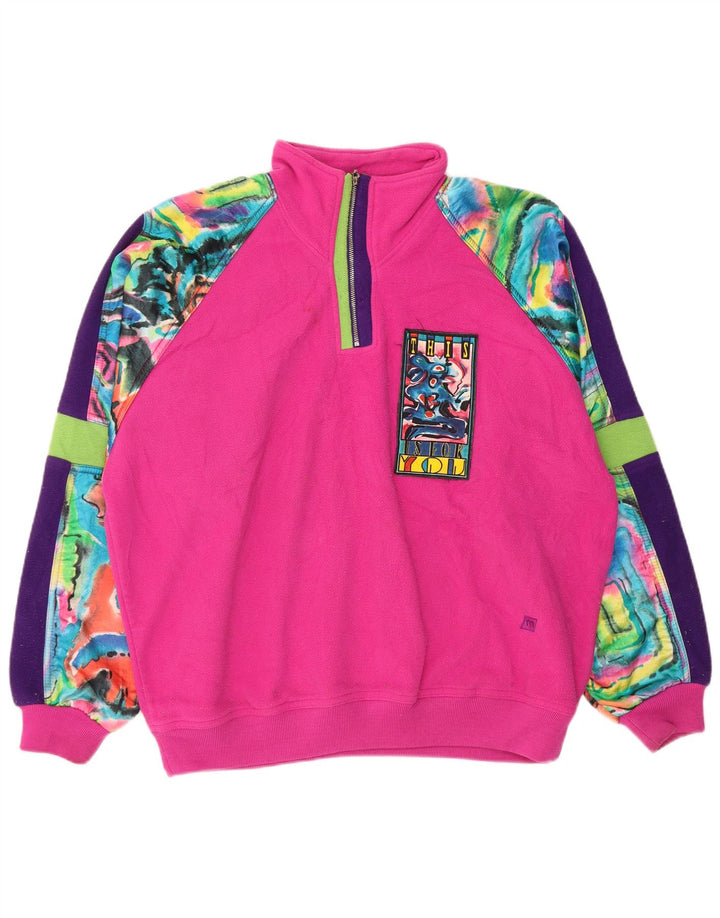 MASER M Damski sweter oversize z polaru z grafiką EU 40, średni róż