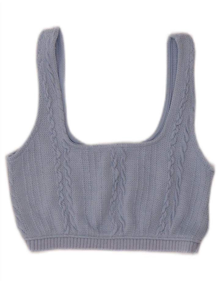 ZARA Womens Crop Knit 2 Piece Set UK 12 Medium Blue