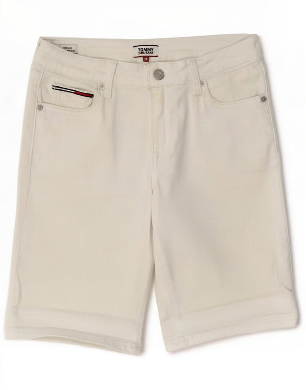 Tommy Hilfiger Damskie bermudy ze średnim stanem, małe W28 białe bawełniane