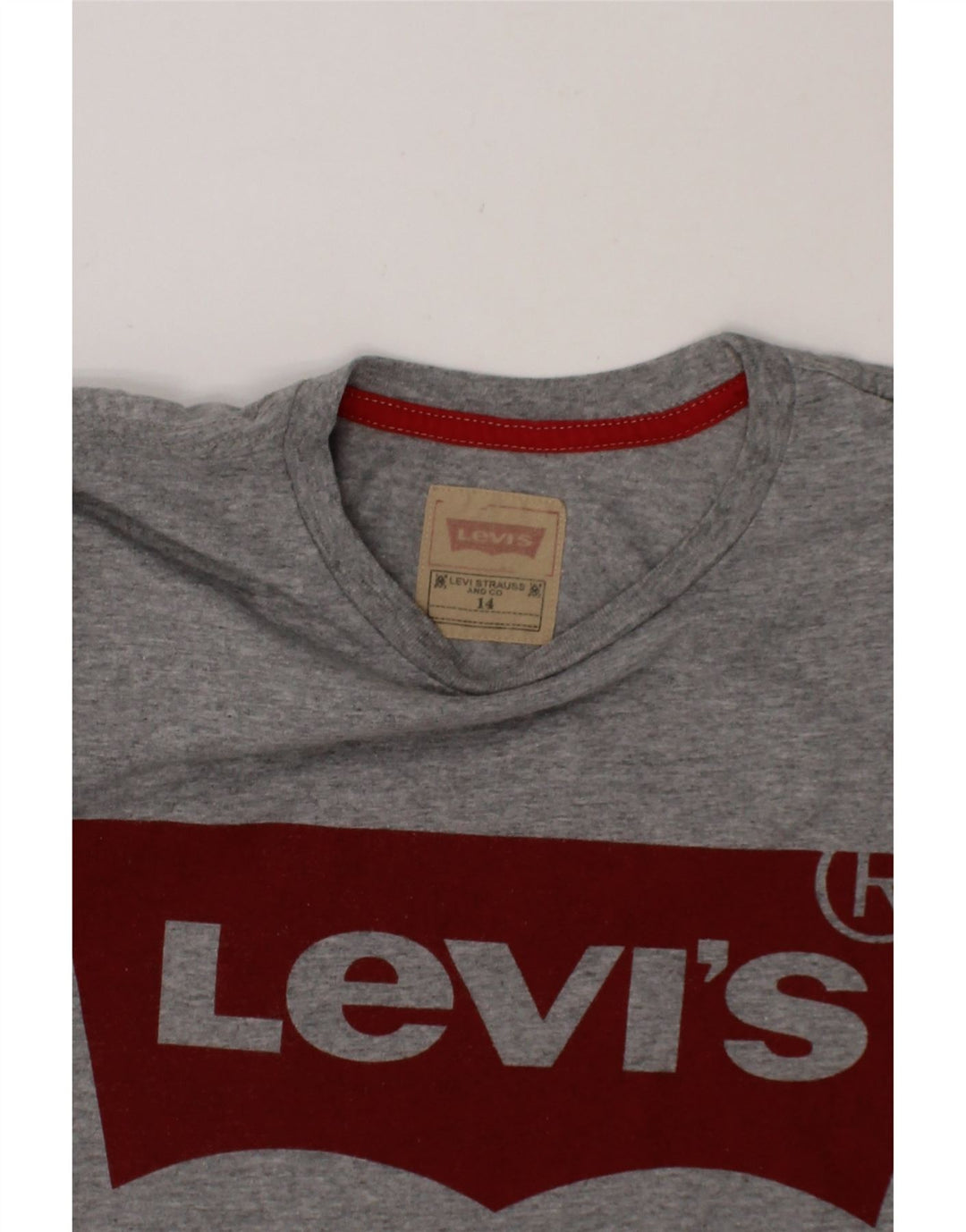 LEVI'S Boys Graphic T-Shirt Top 13-14 Years Grey Cotton Vintage Levi's and Second-Hand Levi's from Messina Hembry 