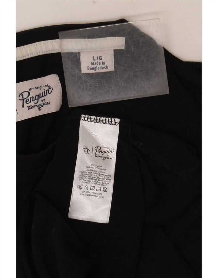 PINGWIN Męski T-shirt Top, duży, czarny, bawełniany