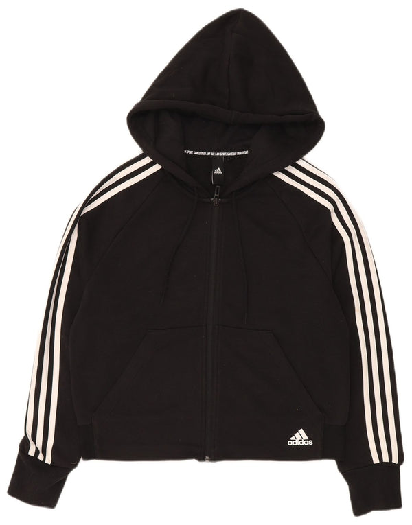 Damski sweter z kapturem i zamkiem błyskawicznym Adidas UK 12 Średni czarny bawełniany