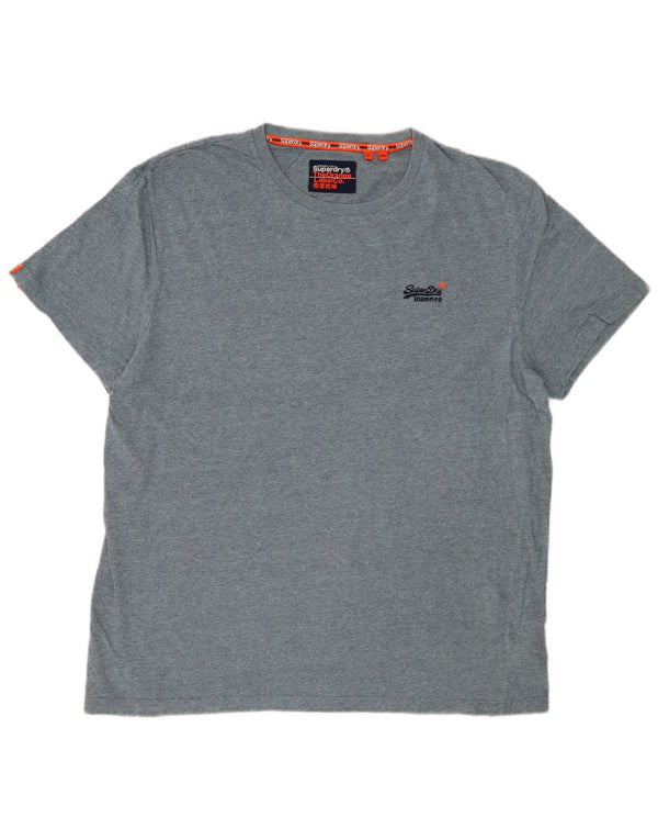 SUPERDRY Męski T-shirt Top 2XL Niebieskie plamki, bawełna