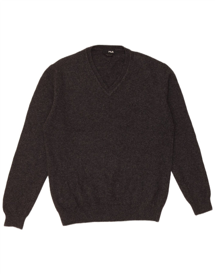 Męski sweter Fila z dekoltem w kształcie litery V, XL, czarna wełna