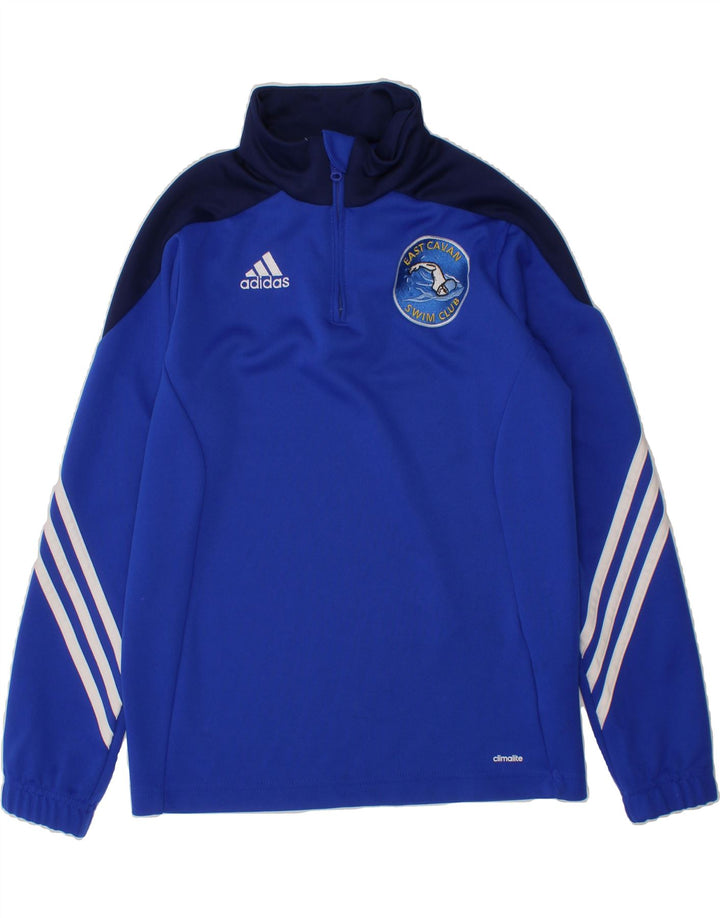 ADIDAS Boys Climalite Pullover Tracksuit Top 9-10 Years Medium  Blue Vintage Adidas and Second-Hand Adidas from Messina Hembry 