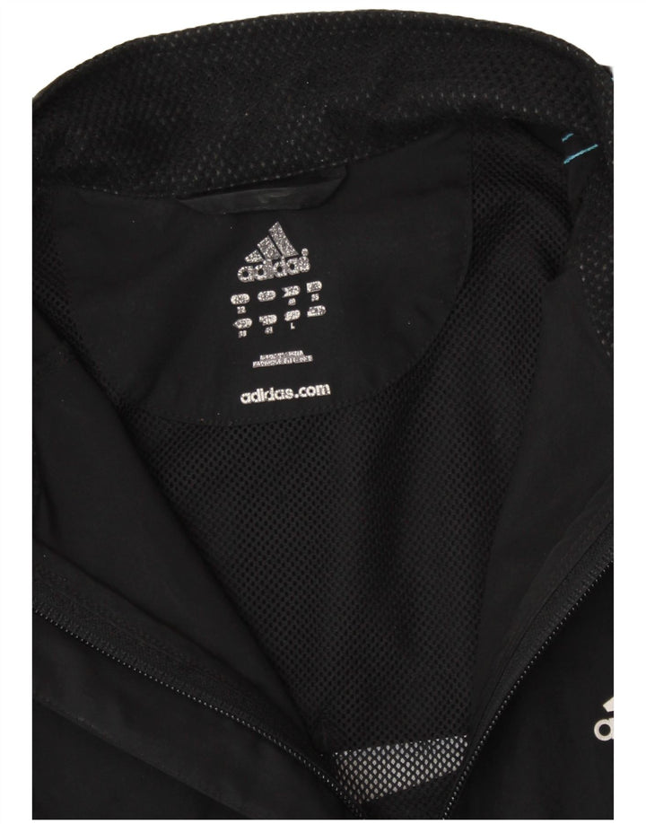 ADIDAS Womens Tracksuit Top Jacket UK 14 Large  Black