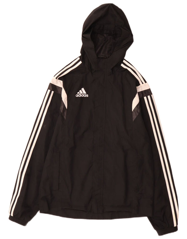 Męska kurtka przeciwdeszczowa Adidas z kapturem UK 36 Mały czarny poliester z blokami kolorów