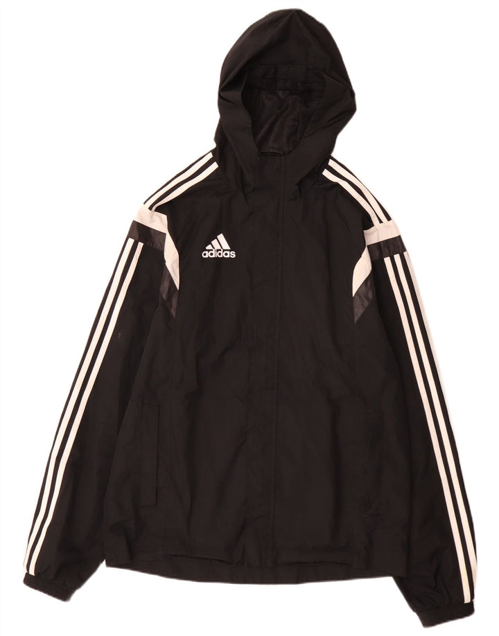 Męska kurtka przeciwdeszczowa Adidas z kapturem UK 36 Mały czarny poliester z blokami kolorów