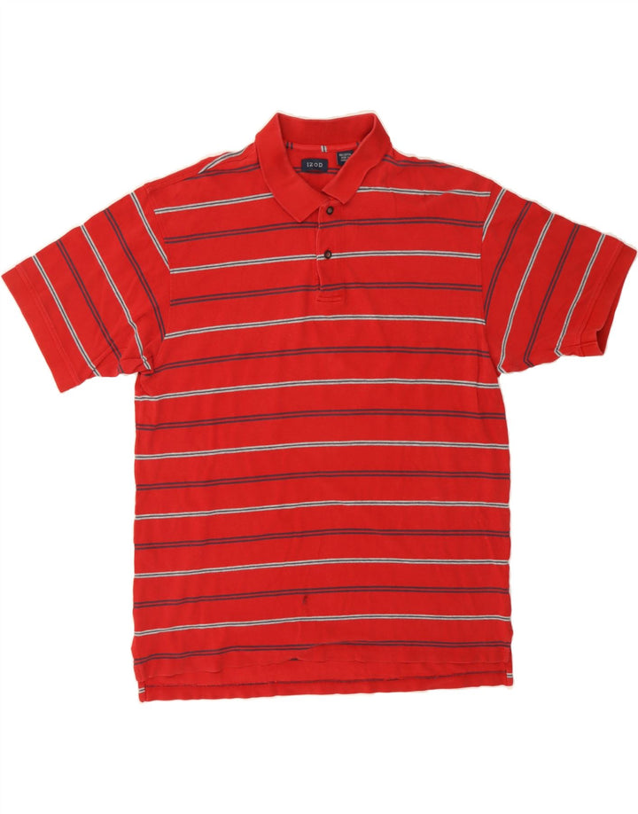 IZOD Mens Polo Shirt Large Red Striped Cotton Vintage Izod and Second-Hand Izod from Messina Hembry 