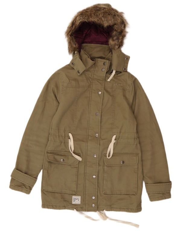 Damska kurtka parka z kapturem Animal UK 6 XS, bawełna khaki