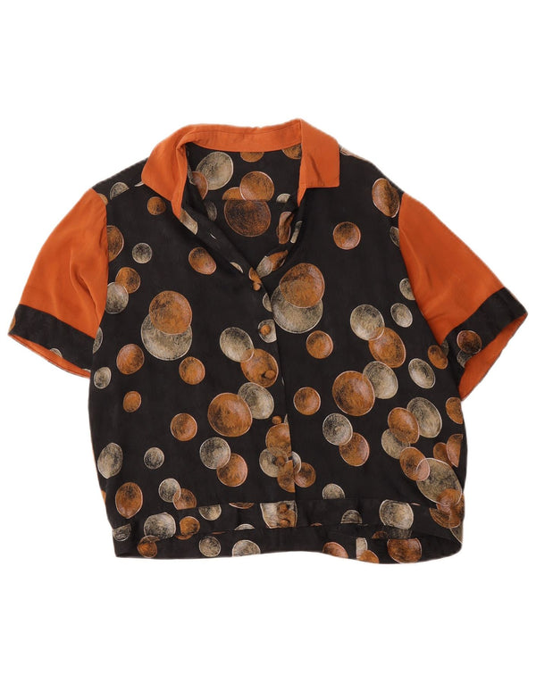 Bluzka damska z krótkim rękawem w stylu vintage, duża, czarna, geometryczna
