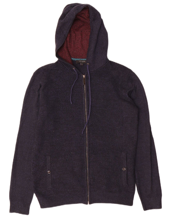Męski sweter rozpinany z kapturem i zamkiem Ted Baker, rozmiar 2, mały, granatowy