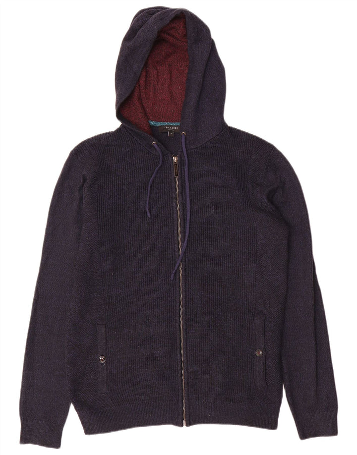 Męski sweter rozpinany z kapturem i zamkiem Ted Baker, rozmiar 2, mały, granatowy