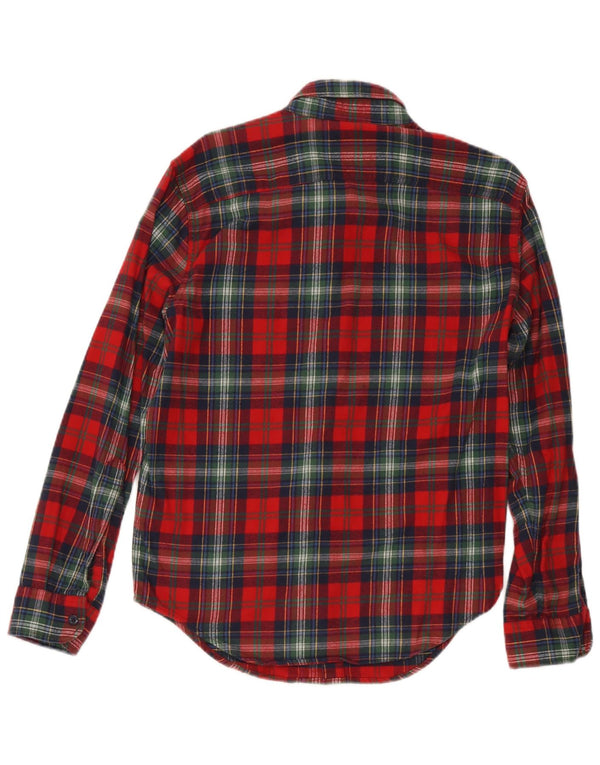 Męska koszula flanelowa Abercrombie & Fitch, mała, bawełniana w czerwoną kratę