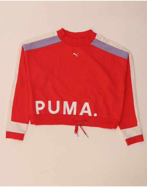 Damska bluza Puma Crop Graphic Jumper UK 10 Small Red Colorblock