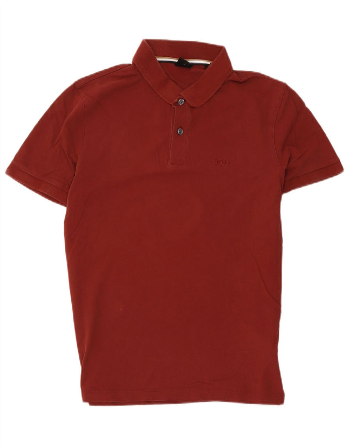 Męska koszulka polo HUGO BOSS, mała, brązowa, bawełniana