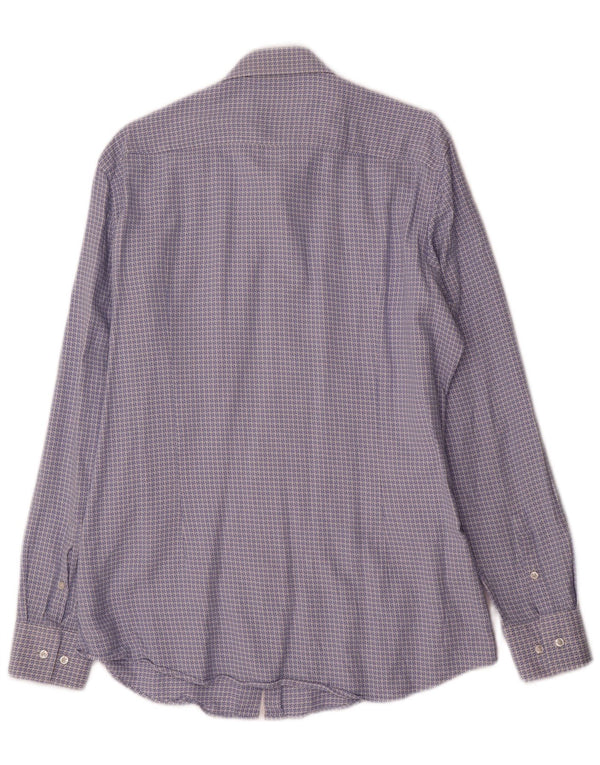 Koszula męska Hugo Boss Slim Fit UK 41 16 Duża niebieska geometryczna bawełna