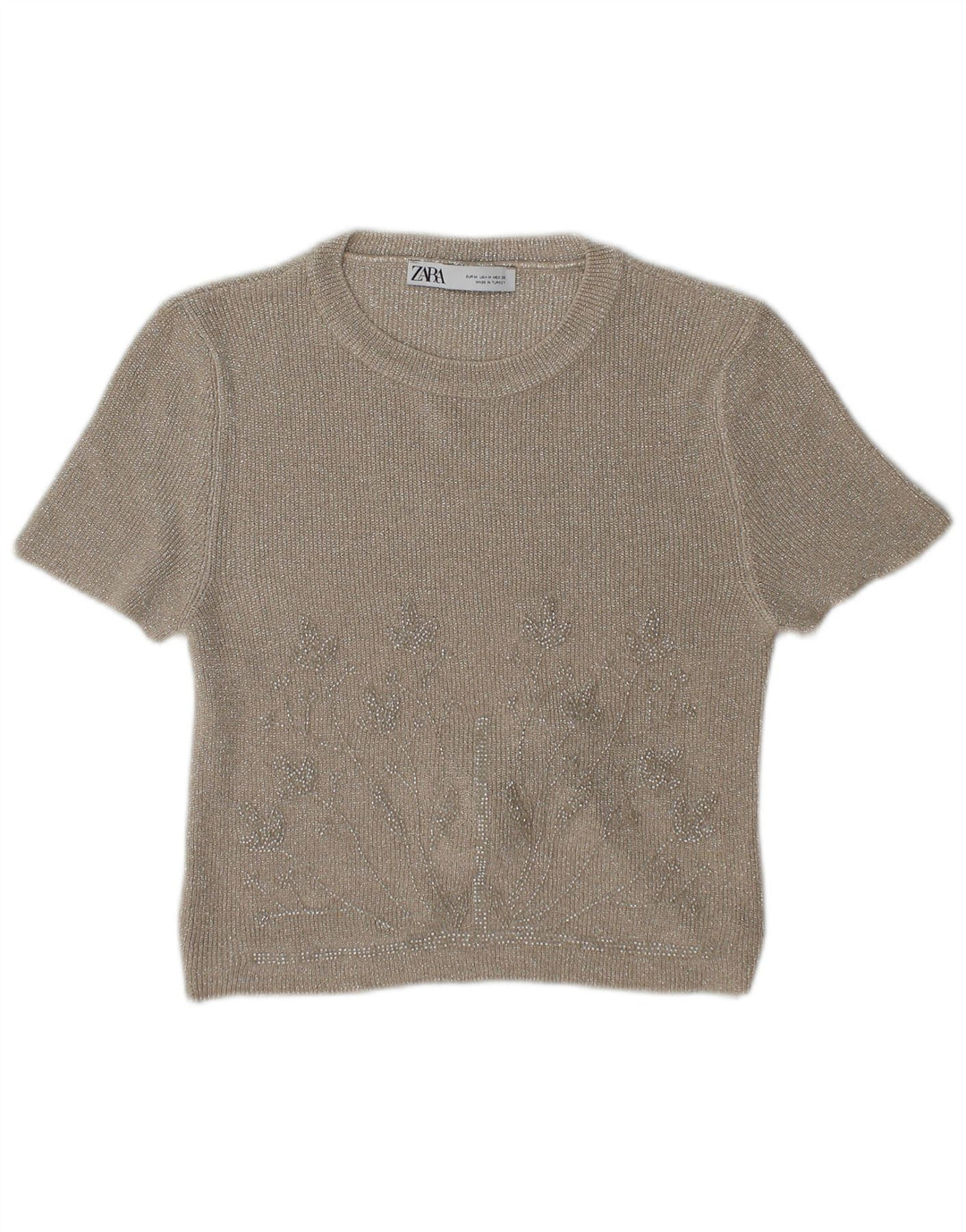 Damska bluzka Zara Crop Top UK 12 średni beż