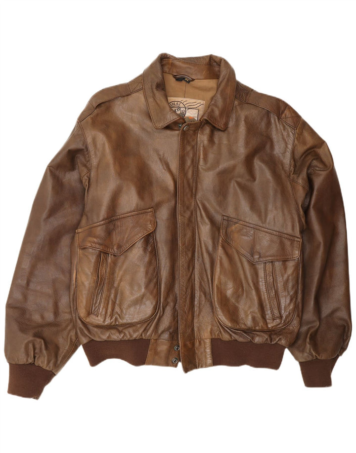 Męska kurtka skórzana Outback UK 42 XL, brązowa skóra