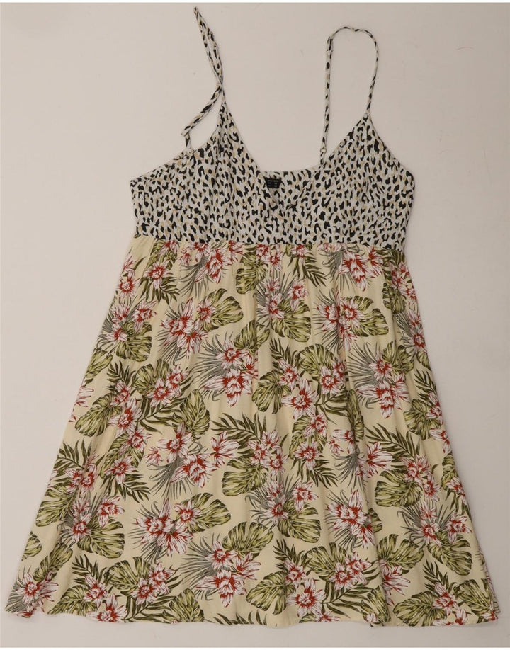 VOLCOM Womens Sleeveless Sundress US 8 Medium Beige Floral Viscose Vintage Volcom and Second-Hand Volcom from Messina Hembry 