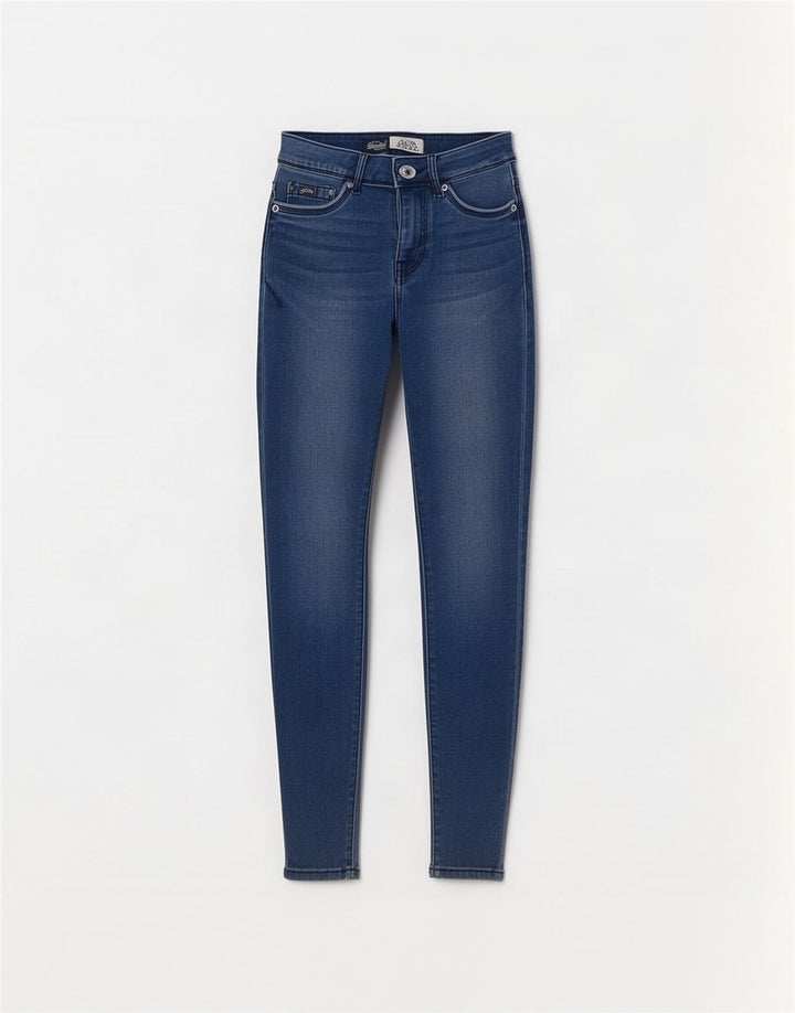 Damskie jeansy Superdry Alexia Jegging W27 L32 Niebieskie, bawełniane