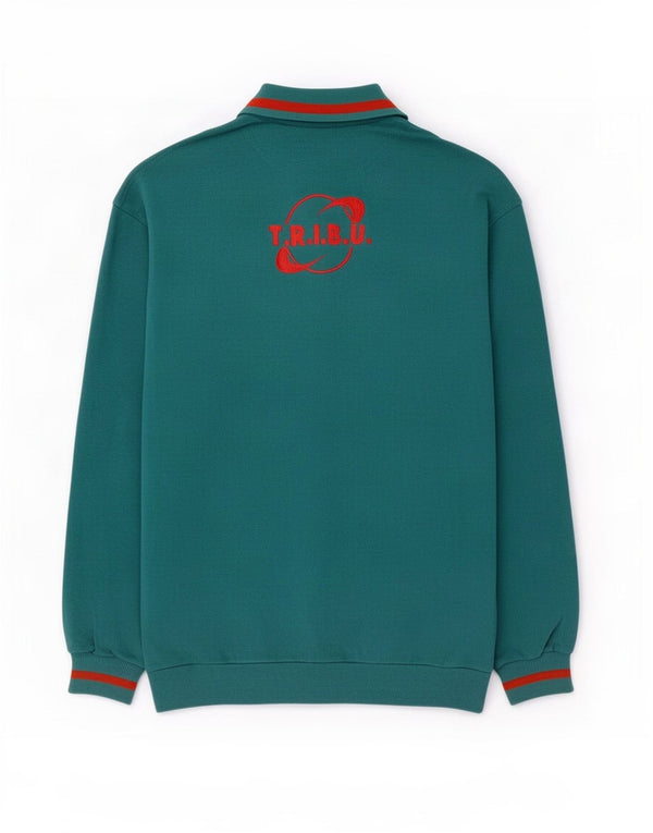 Fila Mens Graphic Polo Neck Sweatshirt Jumper IT 50 Medium Green Cotton