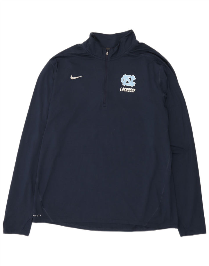 Męski dres Nike Dri Fit z grafiką i zamkiem błyskawicznym na szyi, XL granatowy