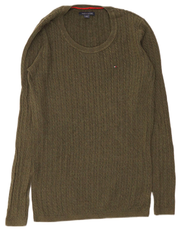 Sweter damski Tommy Hilfiger z okrągłym dekoltem, UK 10, mały, zielony, bawełniany