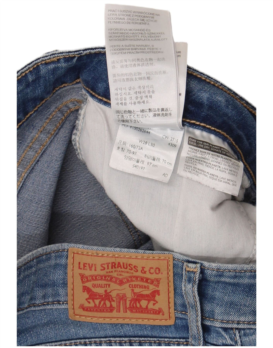 Damskie jeansy Levi's 712 Slim W28 L30 Niebieska bawełna