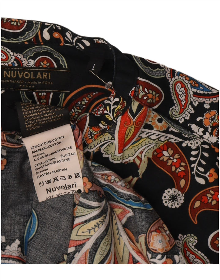 Koszula męska w stylu vintage, duża, czarna, bawełniana paisley