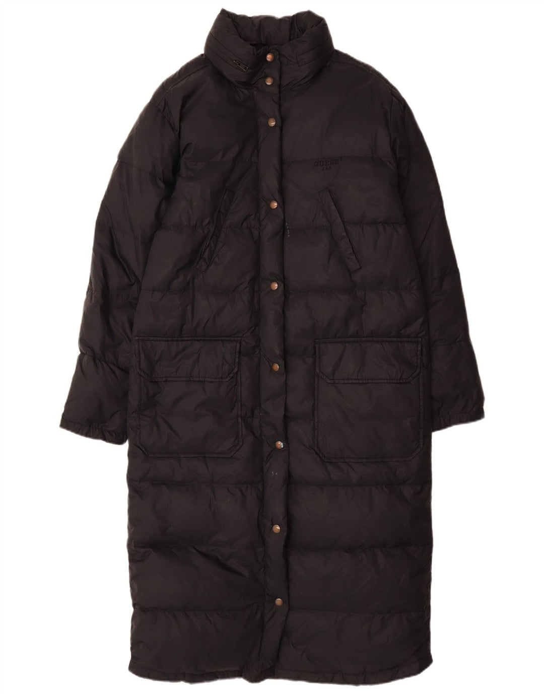 Damski ocieplany płaszcz GUESS UK 14, średni czarny nylon