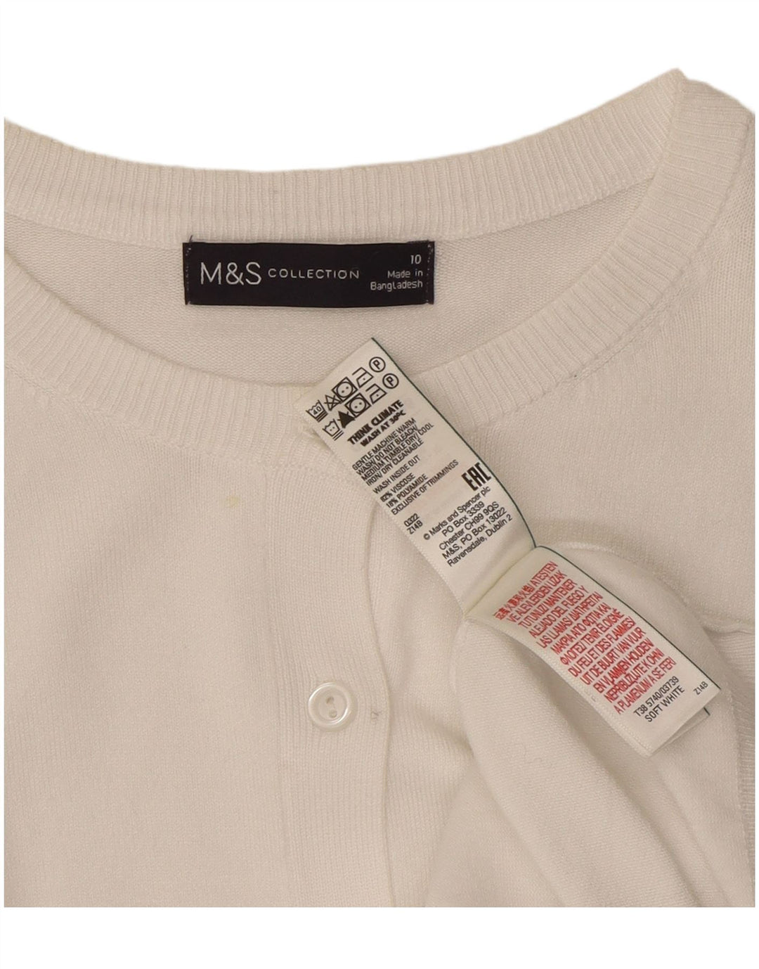 Marks & Spencer Damski sweter kardigan UK 10 Small, biała wiskoza