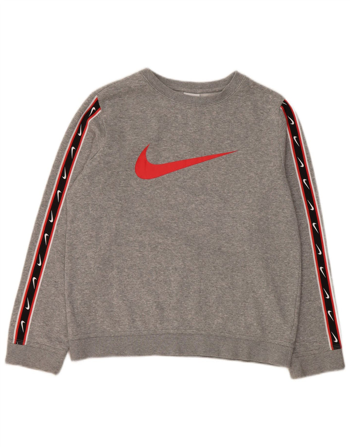 Chłopięca bluza z grafiką Nike, 12-13 lat, duża, szara, z blokami kolorów