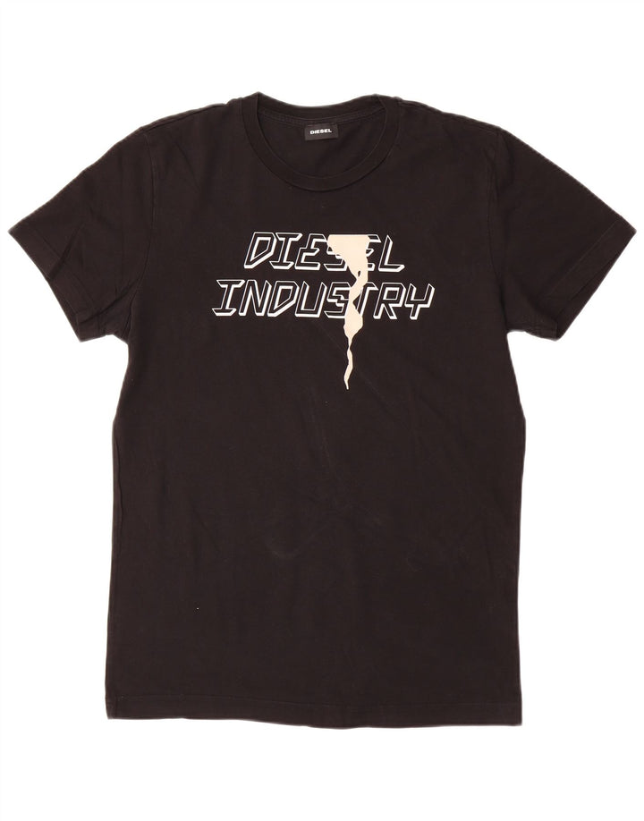 DIESEL Mens Graphic T-Shirt Top Medium Black