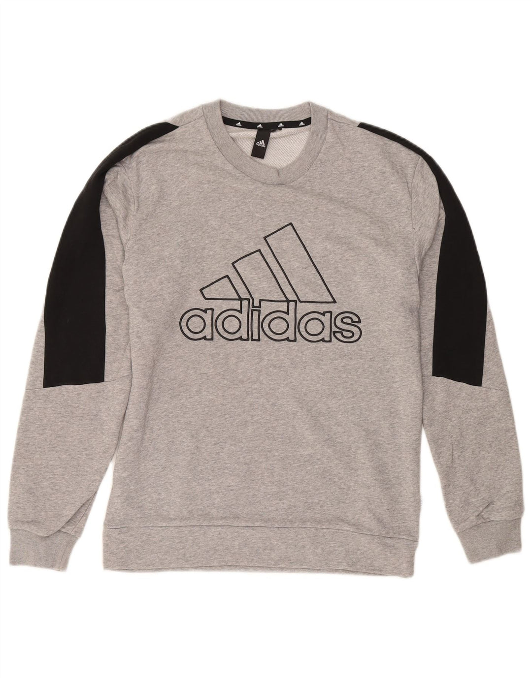 ADIDAS Mens Graphic Sweatshirt Jumper Small Grey Colourblock Cotton