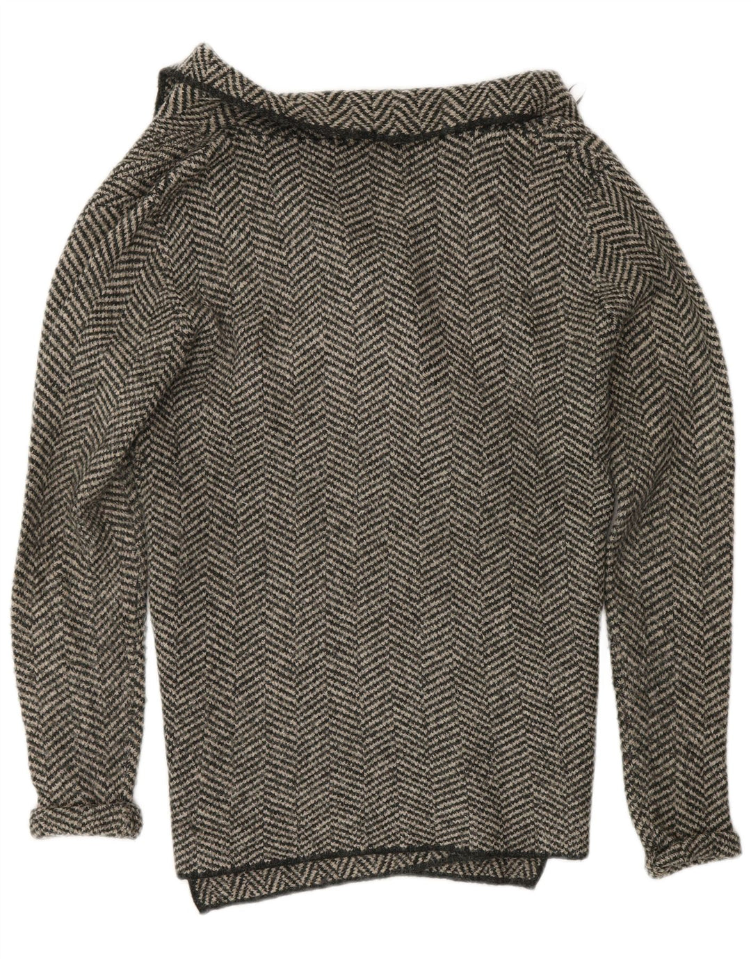 Sweter damski Zara z otwartym kardiganem UK 14, średni szary, akryl w jodełkę