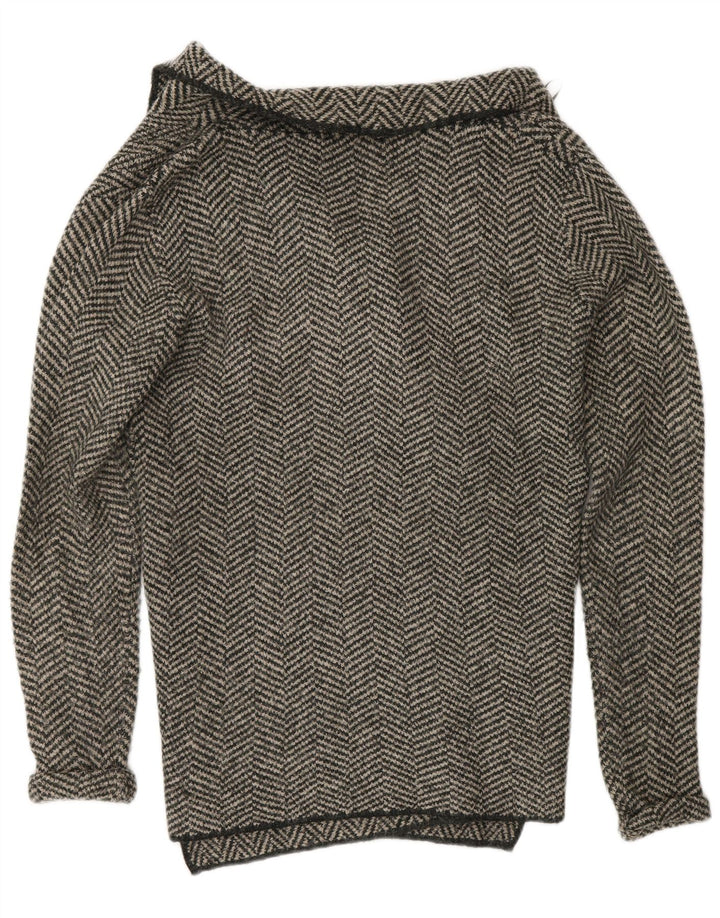 Sweter damski Zara z otwartym kardiganem UK 14, średni szary, akryl w jodełkę