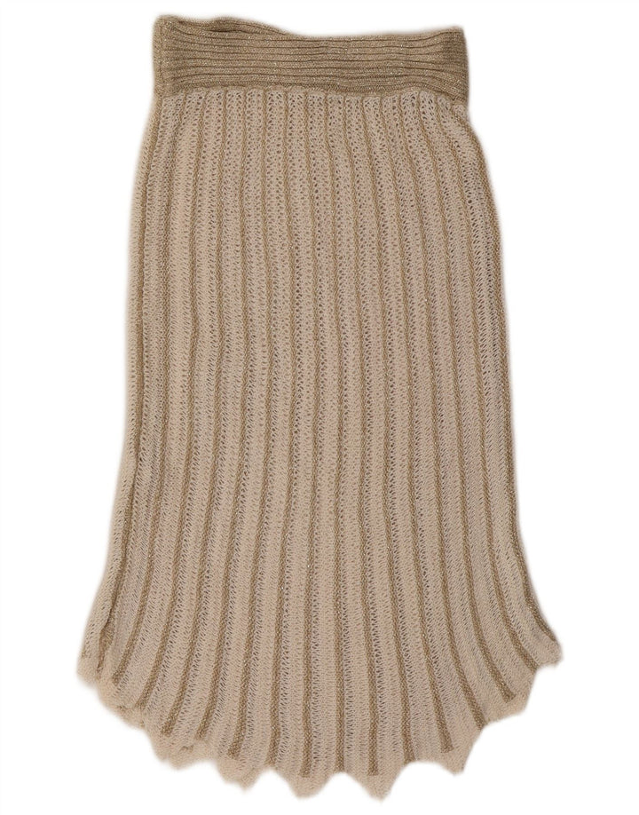 Vintage damski zestaw 2-częściowych spódnic UK 8 Small W26 Beżowy akryl w paski