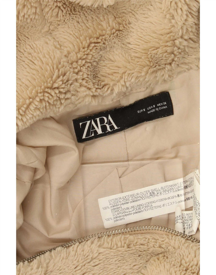 Damska kurtka polarowa typu oversize z kapturem i misiem Zara UK 10 Small Beige