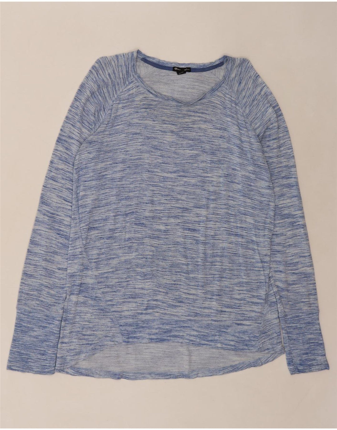 CHAMPION Womens Top Long Sleeve UK 16 Large Blue Flecked Viscose Vintage Champion and Second-Hand Champion from Messina Hembry 