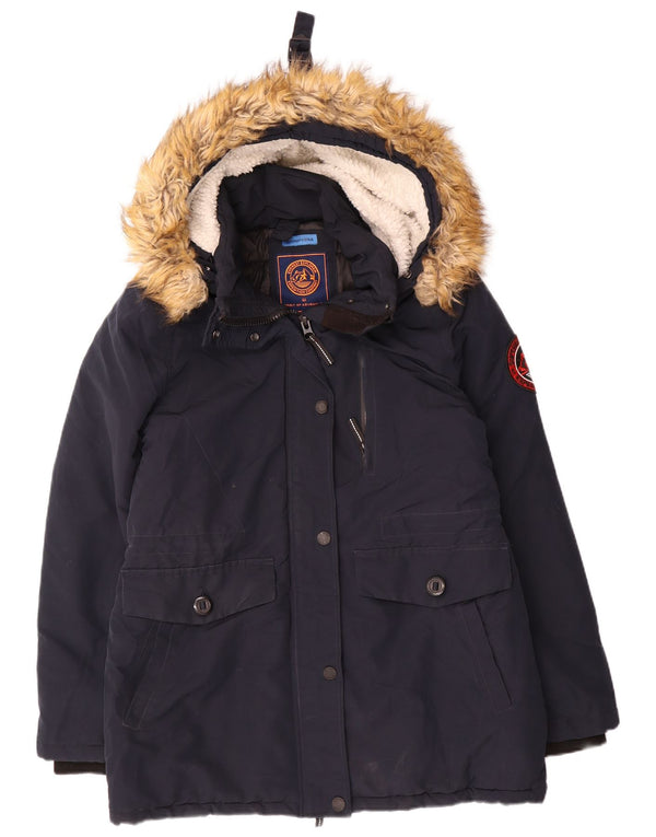 Damska wyściełana kurtka narciarska Superdry UK 12, średni granatowy nylon