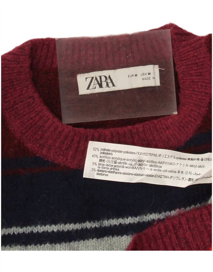 Sweter damski Zara z okrągłym dekoltem UK 14, średnie, wielokolorowe paski