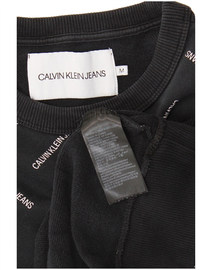 CALVIN KLEIN JEANS Męski sweter z grafiką, średniej wielkości, czarny, bawełniany