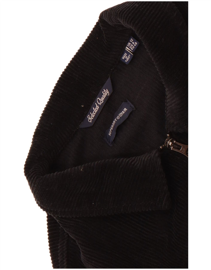 Damska kurtka sztruksowa Superdry Crop UK 12, średnia czarna bawełna