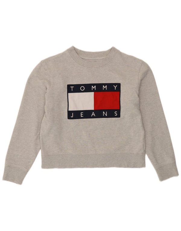 Damska bluza TOMMY HILFIGER Crop Graphic Jumper UK 16, duża, szara