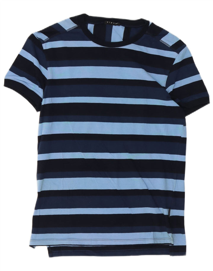 T-shirt męski Sisley Top, mały, niebieski, bawełniany w paski