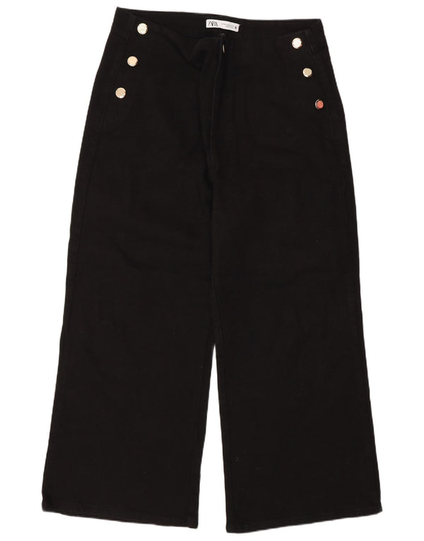 Damskie jeansy z szerokimi nogawkami Zara Crop High Rise EU 44 XL W34 L26 Czarne