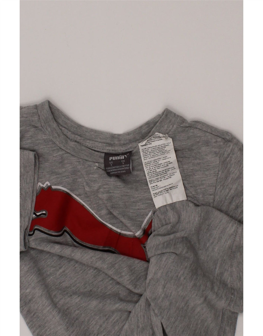 Chłopięcy T-shirt z grafiką Puma, 4-5 lat, szara bawełna