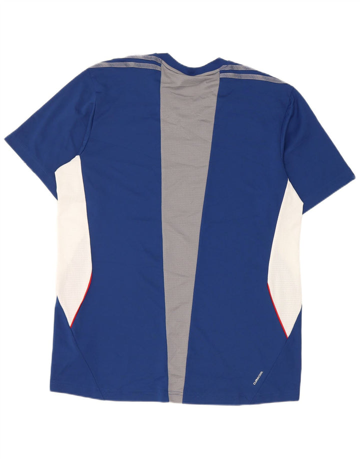 Adidas Męska koszulka Climacool Top, duża, niebieska, poliestrowa z blokami kolorów