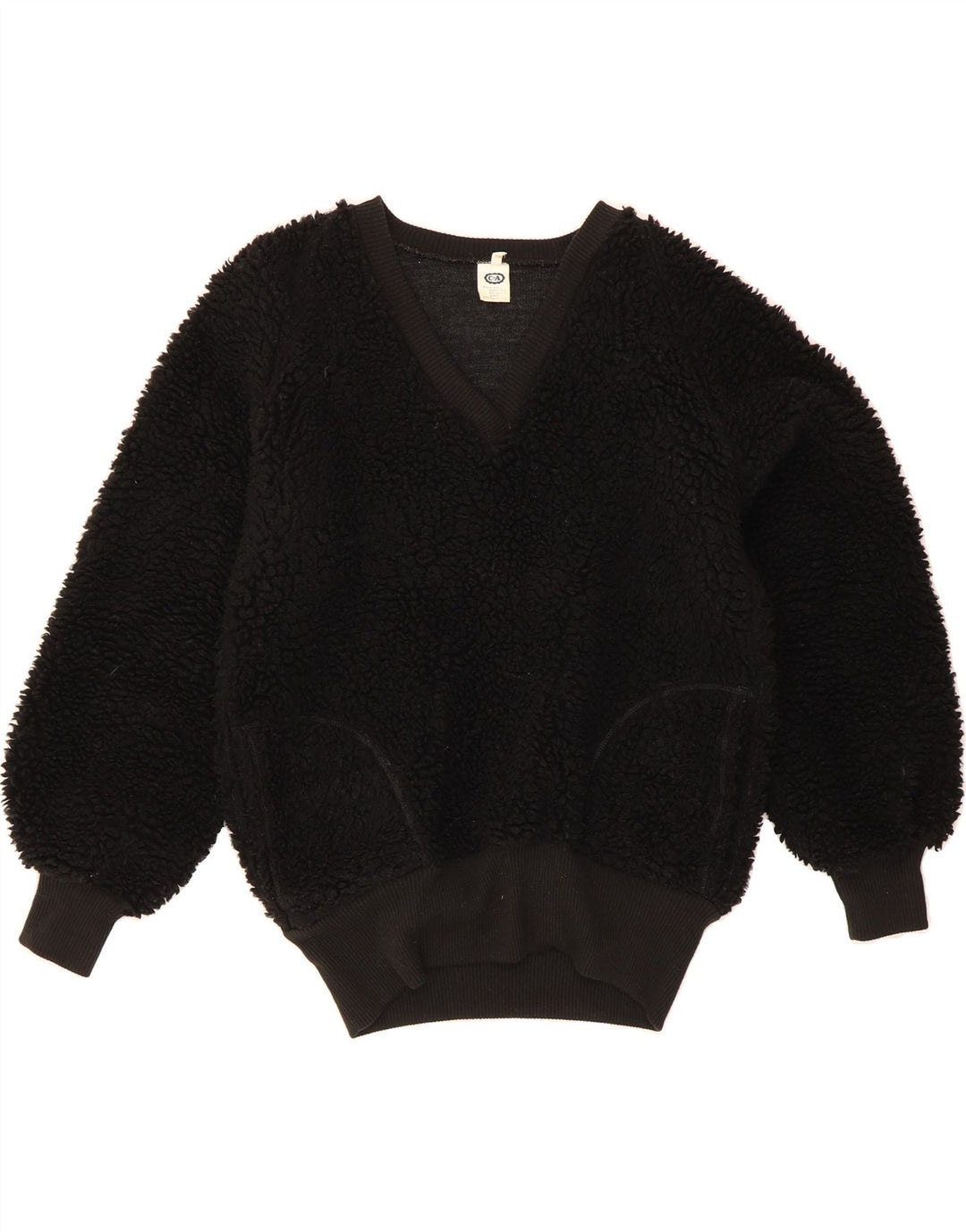 C&A Womens Oversized Fleece Jumper EU 36 Small Black Acrylic Vintage C&A and Second-Hand C&A from Messina Hembry 